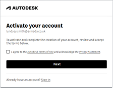 Activate Autodesk account