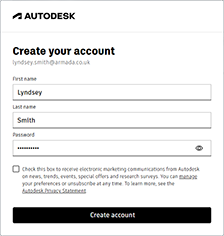 Autodesk create account