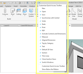 Revit UI Quick Access toolbar